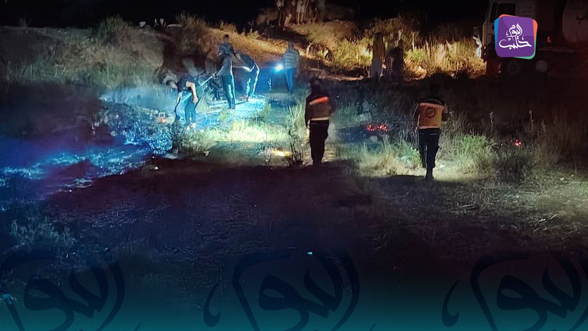 Firefighting teams, with the help of local residents, control a forest fire in the village of Nahr al-Bared in the Hama countryside.