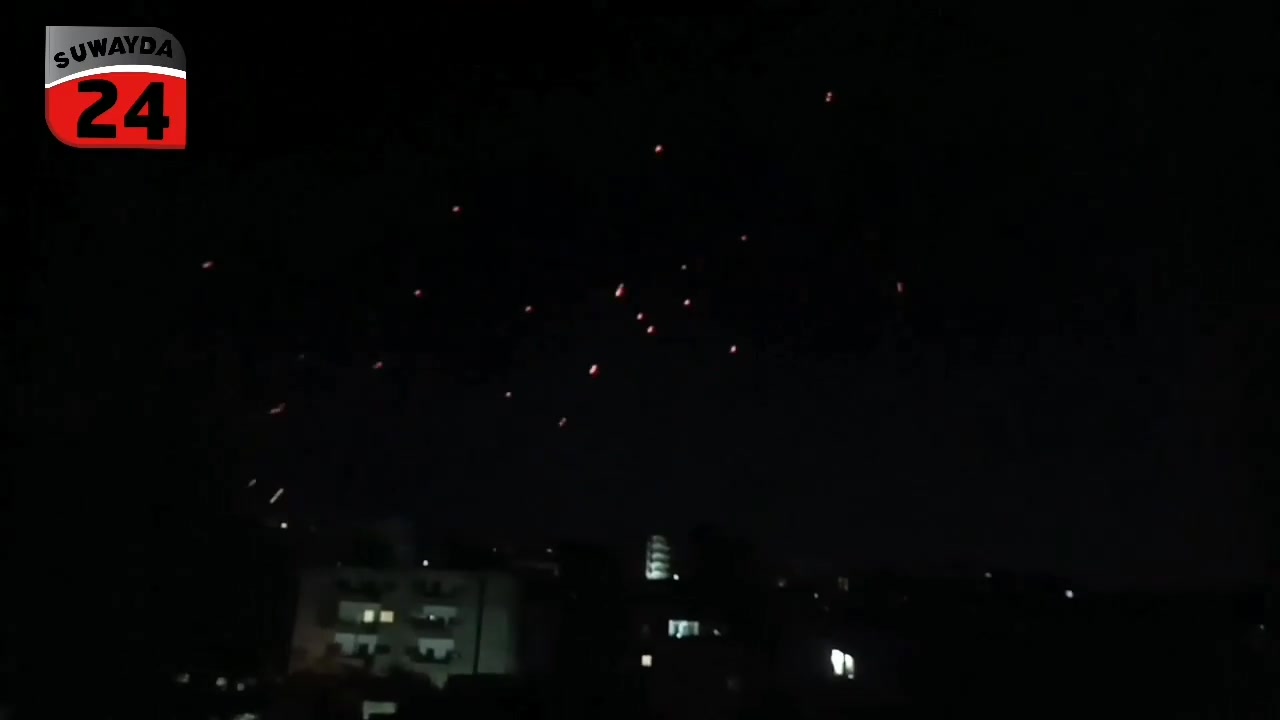 This is what the scene looked like a short while ago in the city of Sweida after reports of drones being spotted in the airspace.