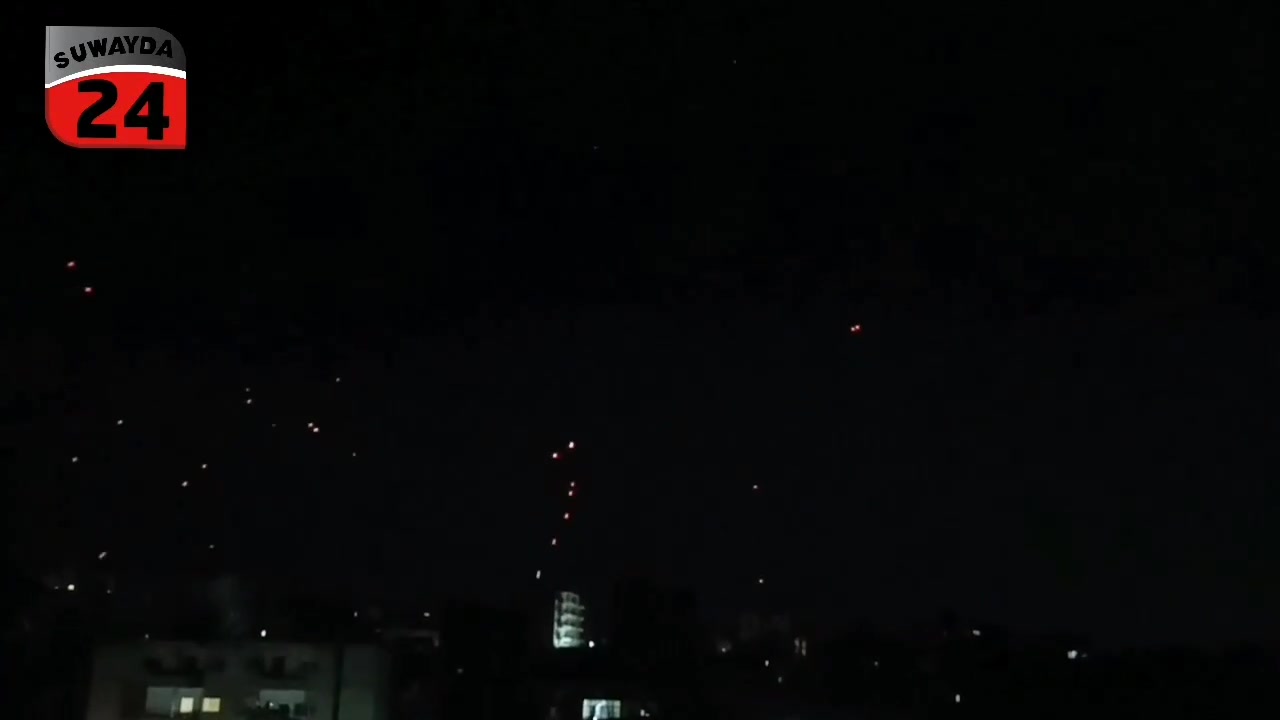 This is what the scene looked like a short while ago in the city of Sweida after reports of drones being spotted in the airspace.