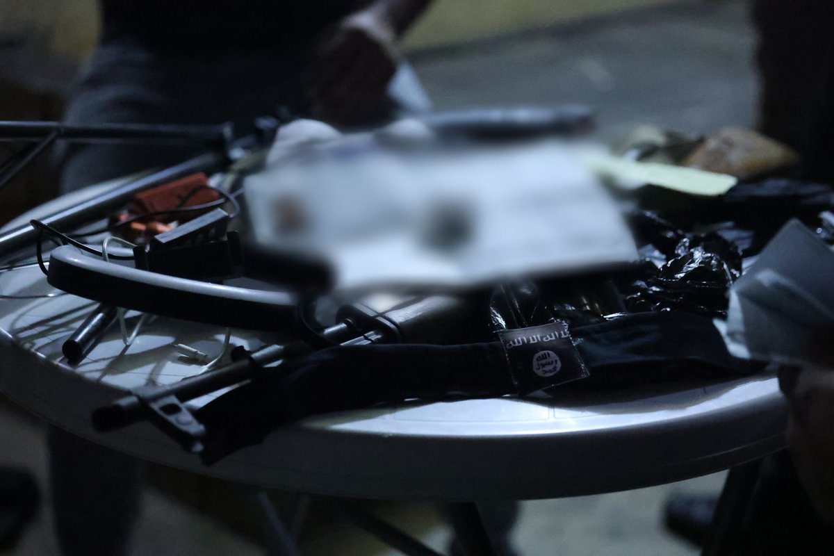 Syria: on first day of the large scale anti-ISIS operation, 61 raids were conducted across different provinces and 71 individuals arrested. A number of medium and high-level IS figures were captured. Some of them were hiding in areas with Christian & Druze presence (Homs &Syria: photos showing the aftermath of today's raids against ISIS cells in several areas, including Idlib & Homs provinces. Seized equipment includes weapons, IEDs, grenades, ammunition and a thermal scope