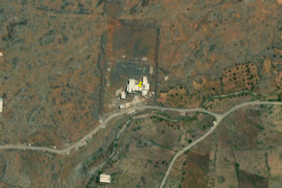 Geolocation of the building east of al-Kafr targeted by a Jordanian airstrike last night. From the site of the airstrike in the town of al-Kafr in the Suwayda countryside. an interview with Sheikh Fadi Badriya, where Suwayda Press documented the damage caused by the raids that targeted a sports facility under construction in the town last night