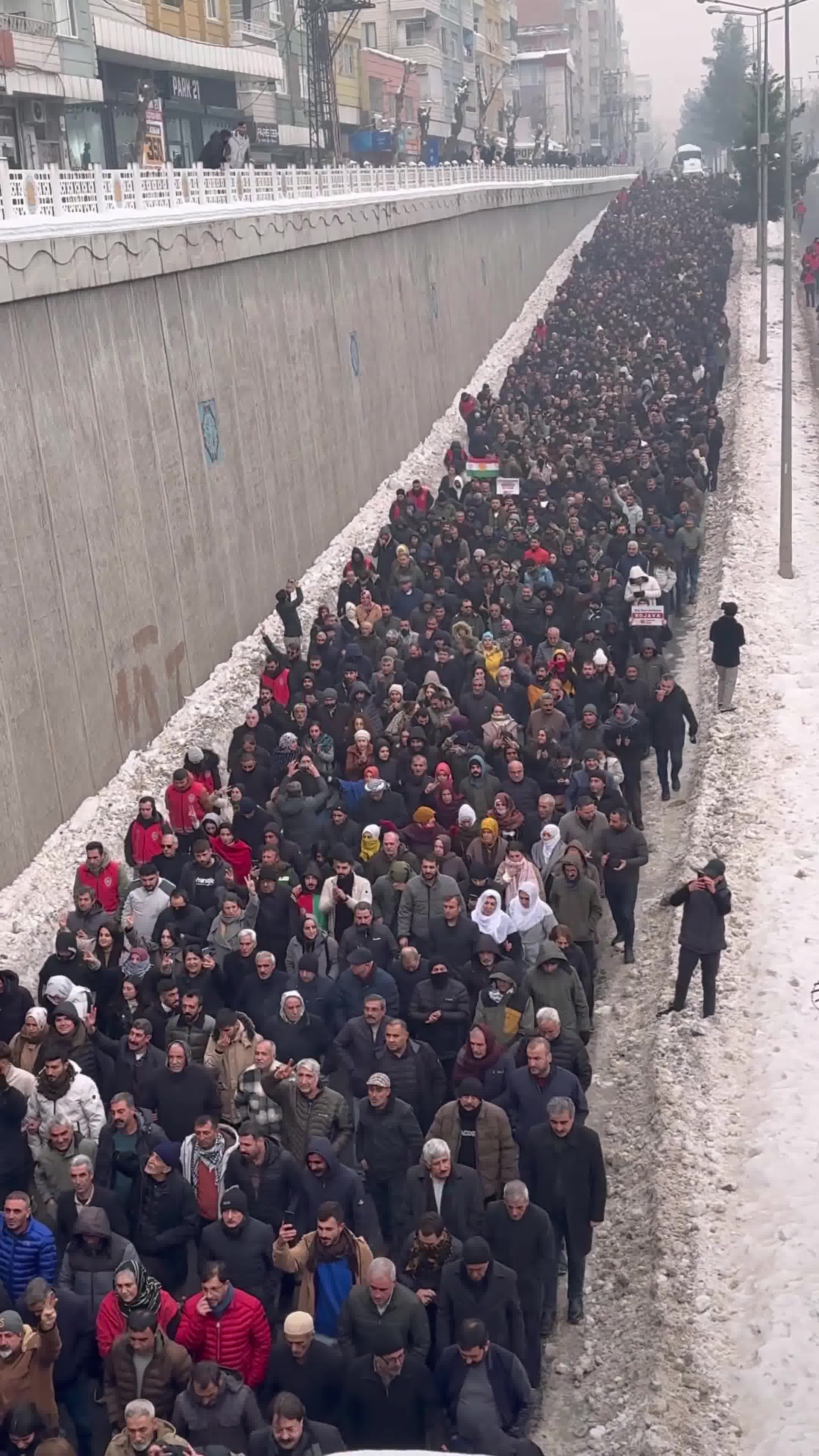 Kurdish solidarity protests in the city of Diyarbakir with the Kurds in Syria. The current conflict could threaten the peace process between the Turkish state and PKK, if the conflict widens more
