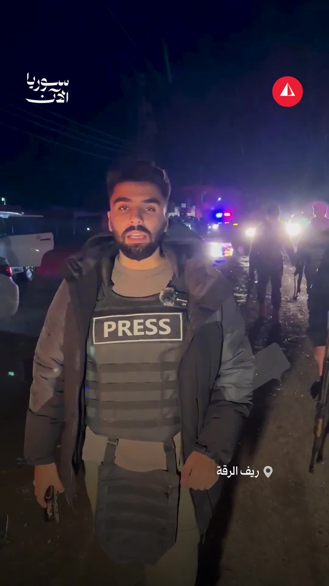 Internal security forces enter the town of Zur Shamar in the southern Raqqa countryside amid a warm welcome from the residents