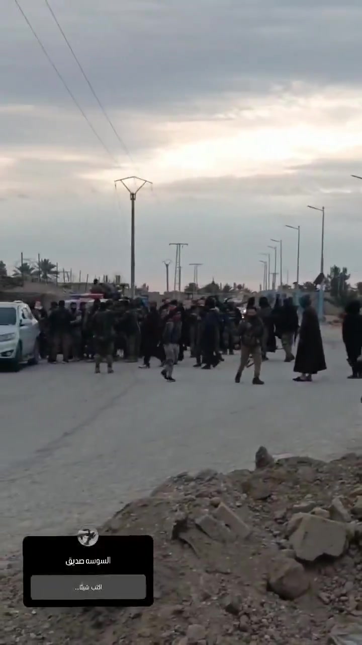 Public security and the Syrian Arab Army in the city of Al-Susah today in Al-Bukamal in Deir ez-Zor