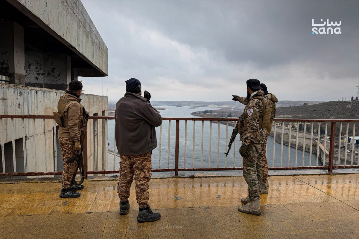 Military police deployed at the Euphrates Dam in the city of Tabqa, west of Raqqa, Syria.