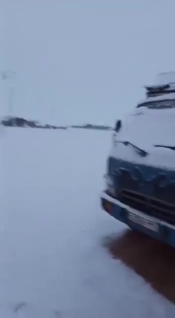 Heavy snowfall in the Hasakah countryside