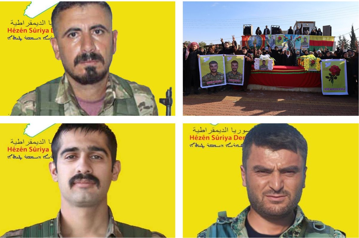 16 YPG fighters, recently killed in clashes against Government & tribal forces in Raqqa province, were buried today in Kobane/Ain Arab