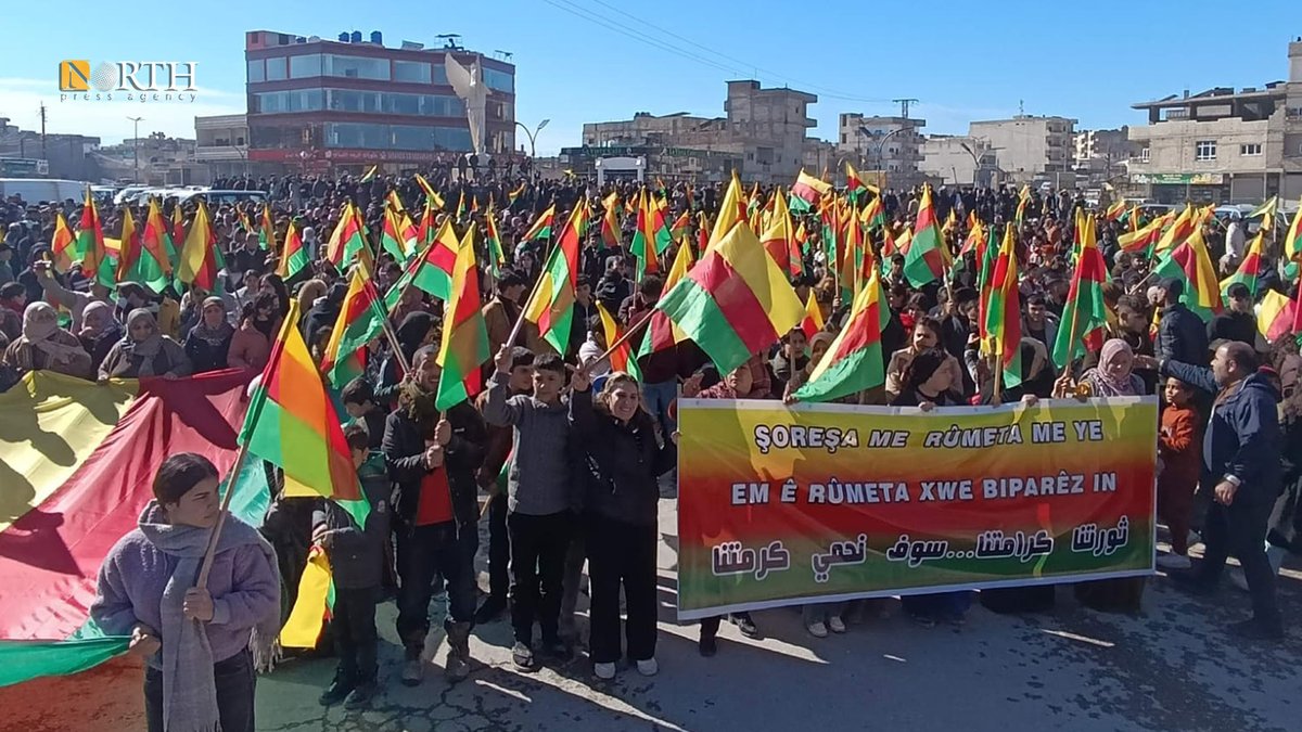 Kurds in Kobani city, northern Syria, demands the lifting of the siege on the city and the recognition of the rights of the Kurdish people in the Syrian constitution