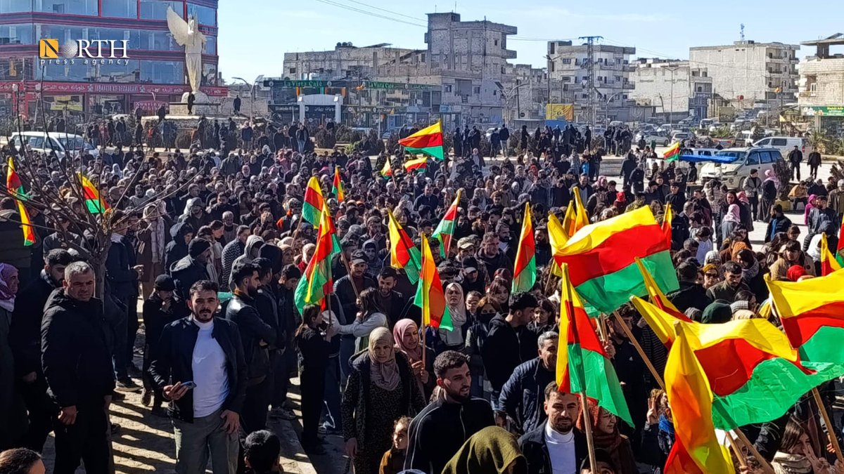 Kurds in Kobani city, northern Syria, demands the lifting of the siege on the city and the recognition of the rights of the Kurdish people in the Syrian constitution