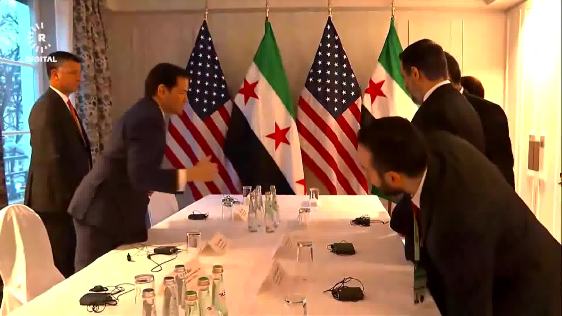 Mazloum Abdi, the Commander-in-Chief of the SDF, AANES foreign affairs official @ElhamAhmadSDC  and Asaad al-Shaibani, Syria’s foreign minister, met with U.S. Secretary of State Marco Rubio in Munich - Rudaw