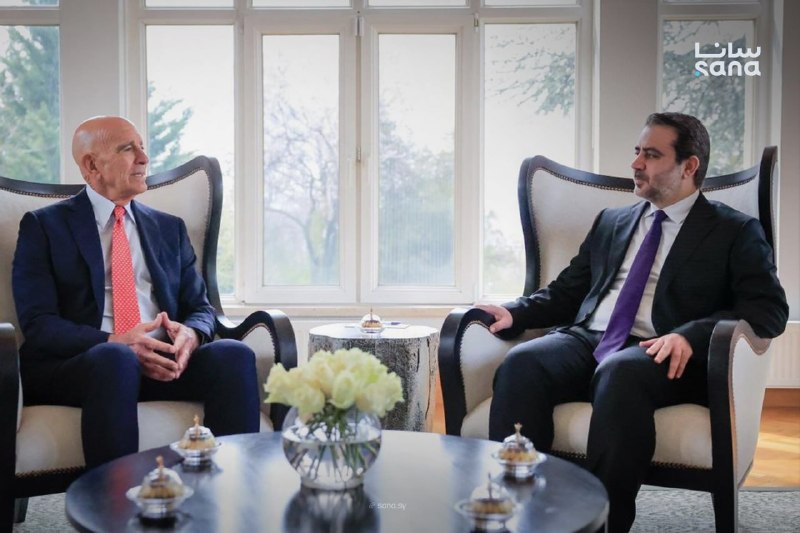 Foreign Minister Asaad Hassan al-Shaibani met in Ankara with US Special Envoy to Syria Thomas Barrack, where they discussed regional and international developments and affirmed their commitment to continued coordination and consultation. (SANA)