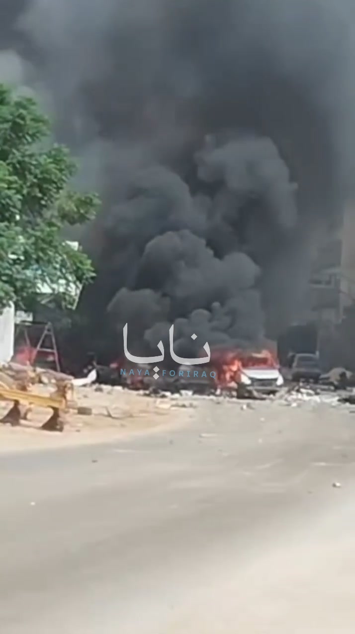 Scenes from an unknown attack targeting several vehicles in Idlib carrying a cache of ammunition.