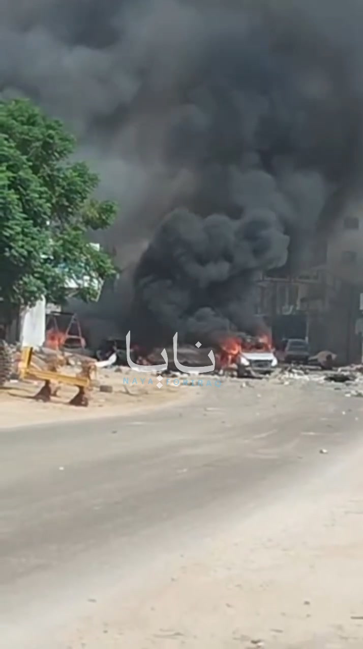 Scenes from an unknown attack targeting several vehicles in Idlib carrying a cache of ammunition.